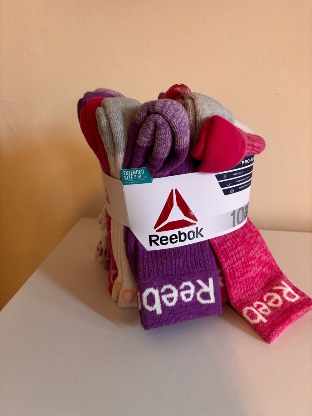 Reebok woman 10-Pack Crew Athletic Socks - Purple, Pink, Gray, White